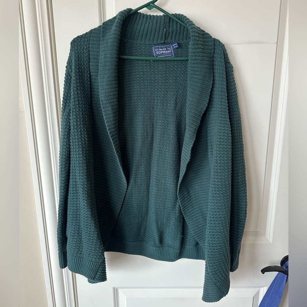 Men’s Topman Green Cotton Casual Cardigan Sweater - Medium